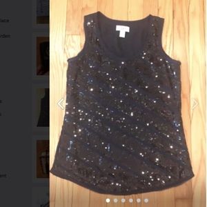 Freebie - 3 for $15 Ann Taylor Loft Black Sequin Top